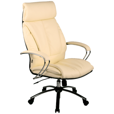 Кресло LK-13 Перфорированная Натуральная Кожа (Все Цвета) Цвет Бежевый (720)  , Крестовина Пятилучие пластик, Ролики {P137}