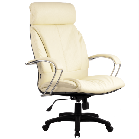 Кресло LK-13 Перфорированная Натуральная Кожа (Все Цвета) Цвет Бежевый (720)  , Крестовина Пятилучие пластик, Ролики {P137}