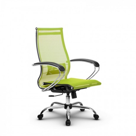 Кресло Метта Комплект 9 Цвет Лайм-Сетка Основание Ролики Пласт, Крестовина хром, газ-патрон Хром 20 СМ,топ-ган