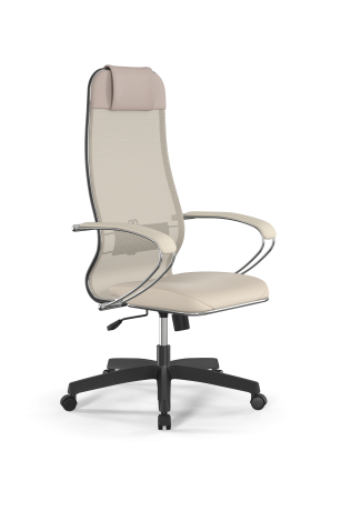 Кресло ErgoLife Эко-Кожа (MPES) (Сиденье) Сетчатая ткань Х2 (Спинка) Цвет Молочный (MPES) Основание Нижняя часть кресла ErgoLife 0017831 (Ролики Пласт, Крестовина Пласт, газ-патрон ч\м 20 СМ, Топ-Ган)