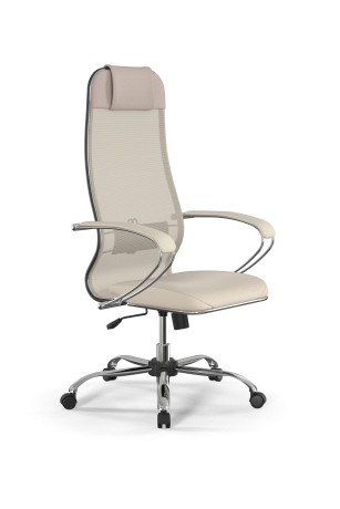 Кресло ErgoLife Эко-Кожа (MPES) (Сиденье) Сетчатая ткань Х2 (Спинка) Цвет Молочный (MPES) Основание Нижняя часть кресла ErgoLife 0017833 (Ролики Пласт, Крестовина Хром, газ-патрон ч\м 20 СМ, Топ-Ган)