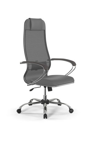 Кресло ErgoLife Эко-Кожа (MPES) (Сиденье) Сетчатая ткань Х2 (Спинка) Цвет Серый  (MPES) Основание Нижняя часть кресла ErgoLife 0017833 (Ролики Пласт, Крестовина Хром, газ-патрон ч\м 20 СМ, Топ-Ган)