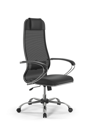 Кресло ErgoLife Эко-Кожа (MPES) (Сиденье) Сетчатая ткань Х2 (Спинка) Цвет Черный (MPES) Основание Нижняя часть кресла ErgoLife 0017833 (Ролики Пласт, Крестовина Хром, газ-патрон ч\м 20 СМ, Топ-Ган)