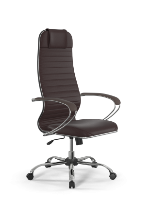 Кресло ErgoLife Эко-Кожа (MPRU) (Сиденье) Эко-Кожа (MPRU) (Спинка) Цвет Темно-коричневый (MPES) Основание Нижняя часть кресла ErgoLife 0017833 (Ролики Пласт, Крестовина Хром, газ-патрон ч\м 20 СМ, Топ-Ган)